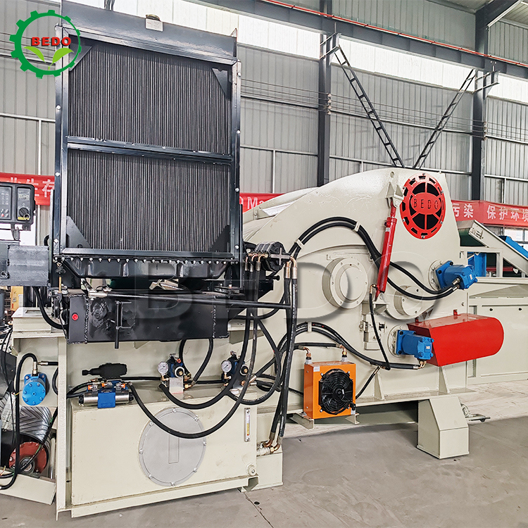 2pcs Blade Hydraulische motor Houtversnipper Machine Smooth Feed Conveyor Industrial Drum Type Shredder